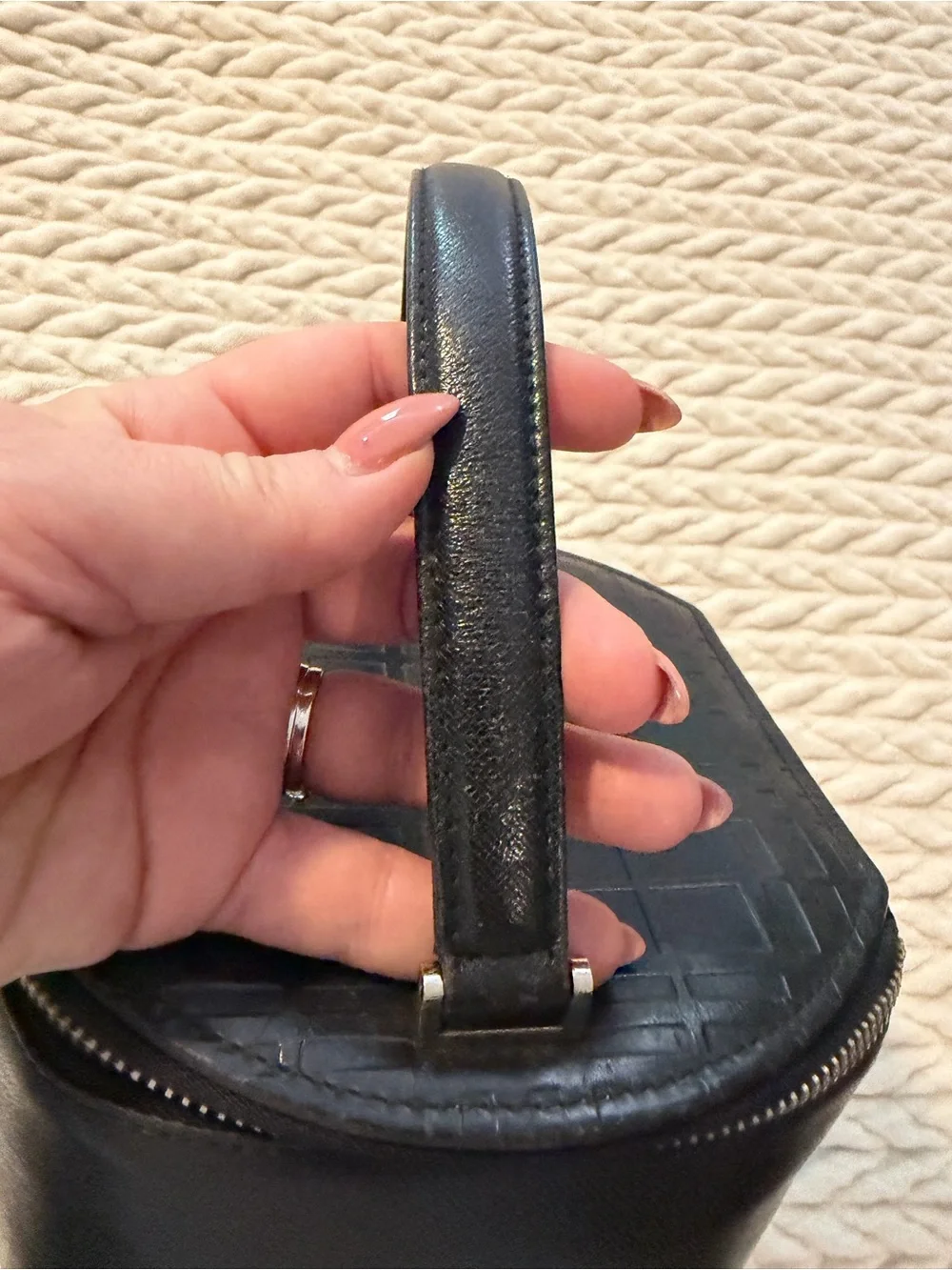 Burberry Black Leather Cylinder Vanity Bag